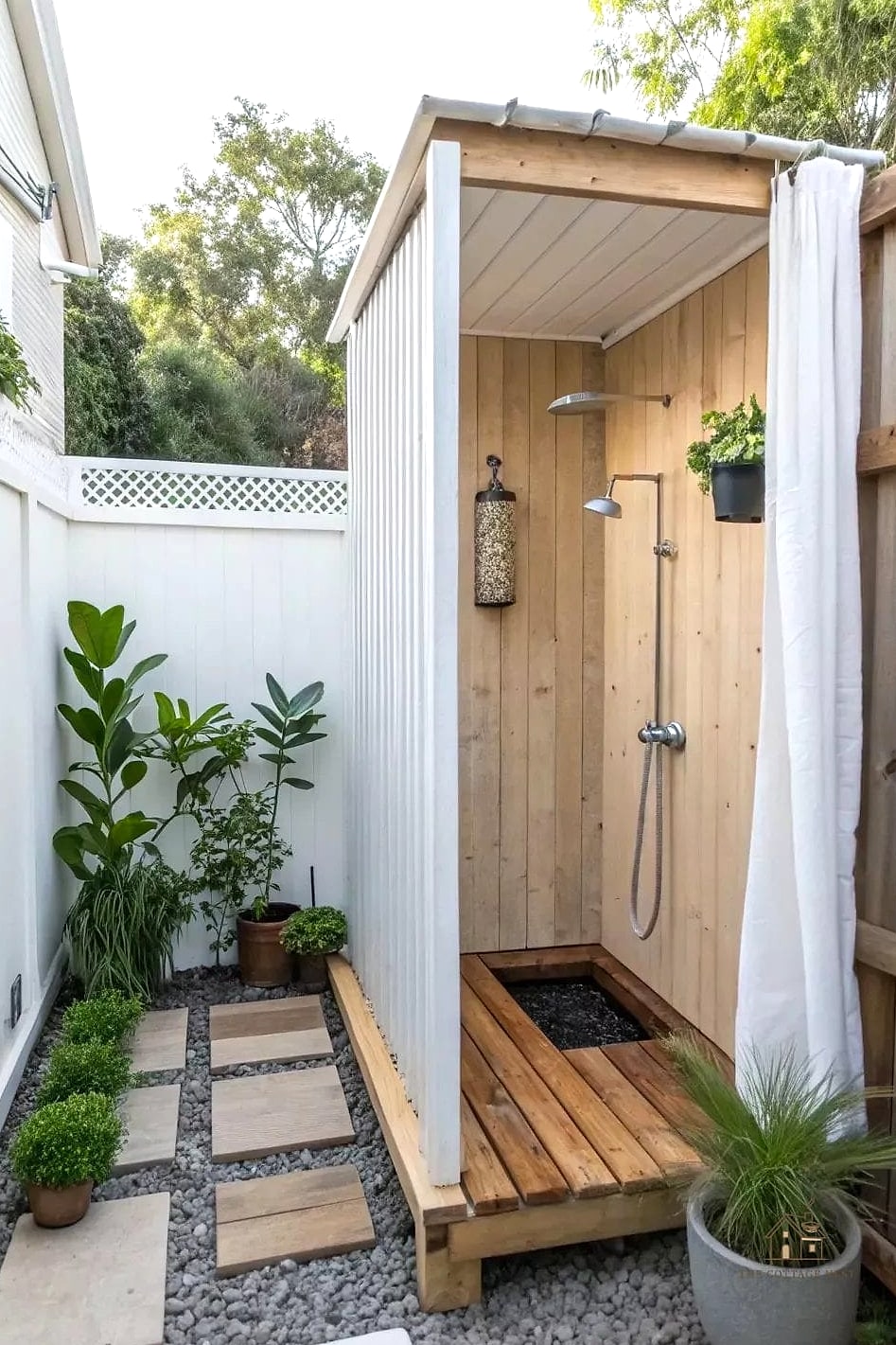 25 Stunning Outdoor Shower Ideas You'll Absolutely Love 24 Side Yard Narrow Footprint Design