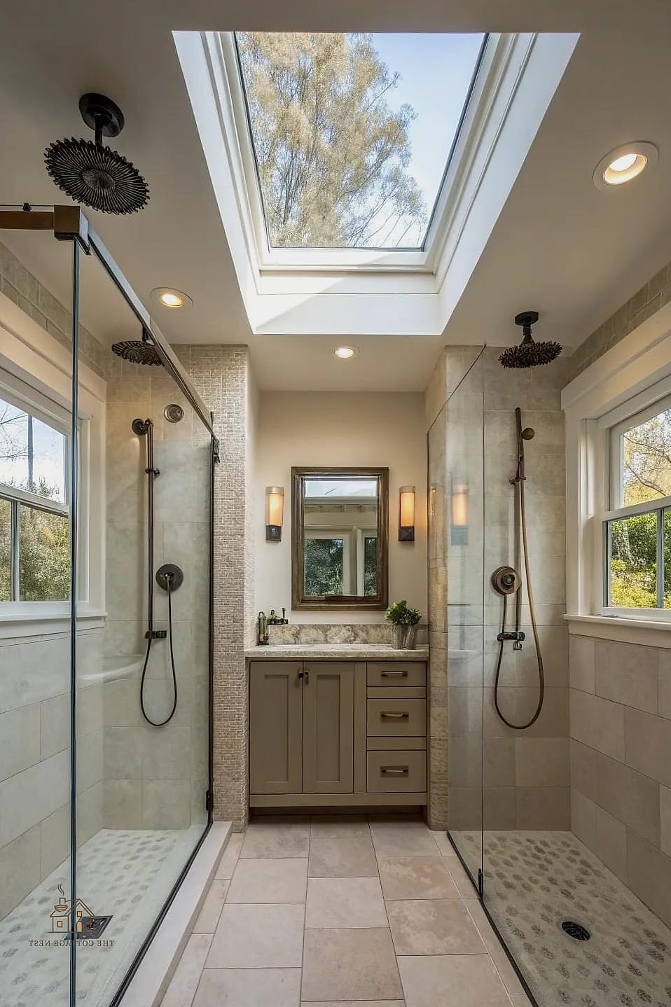 40 Cozy Walk In Shower With Wall No Door Worth Pinning 15 Skylight Above an Open Shower Wall