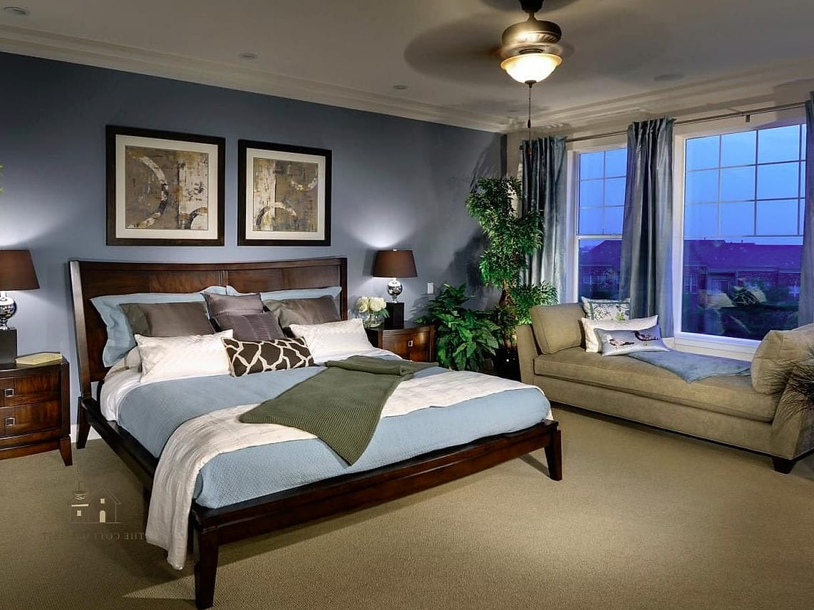 Slate Blue and Natural Wood