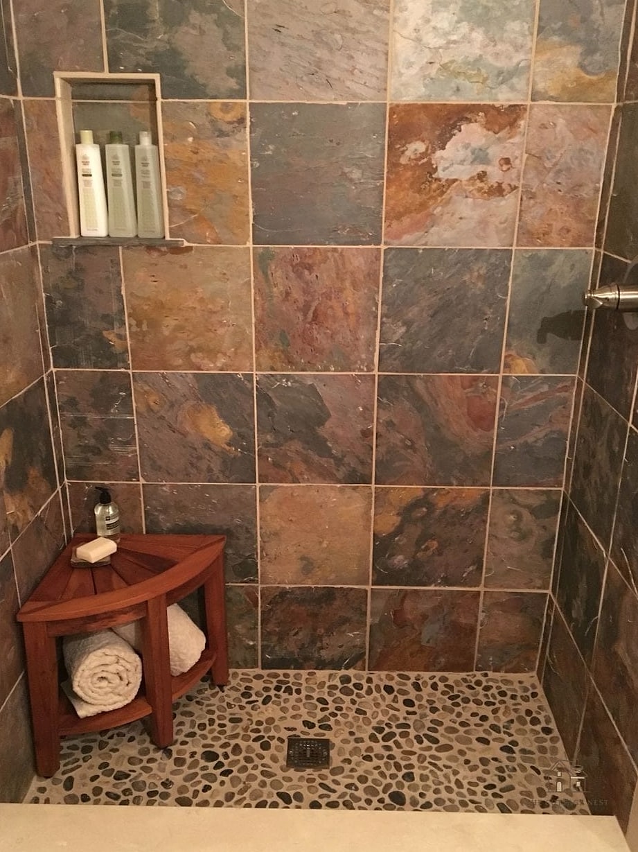 26 Gorgeous Stone Shower Ideas That Are Totally Doable 16 Slate Walls for a Moody, Textured Look