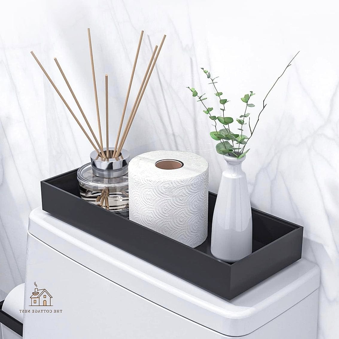 15 Stunning Toilet Tank Decor Ideas You'll Absolutely Love 2 A Small Tray to Corral Everything