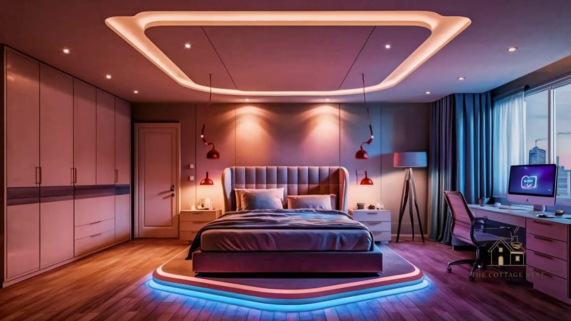 35 Brilliant Mens Bedroom Ideas to Copy Right Now 14 Smart Lighting with Warm Dimmers