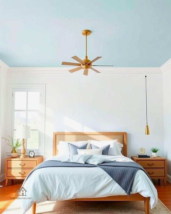 35 Gorgeous Blue Bedroom Ideas That Are Totally Doable 3 Soft Sky Blue Ceiling