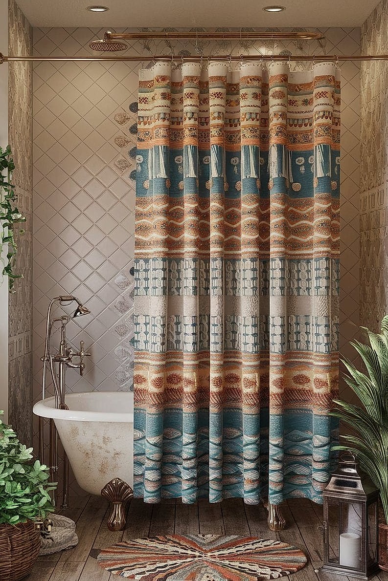 23 Stunning Boho Shower Curtain You'll Absolutely Love 23 Southwestern Stripe and Arrow Print