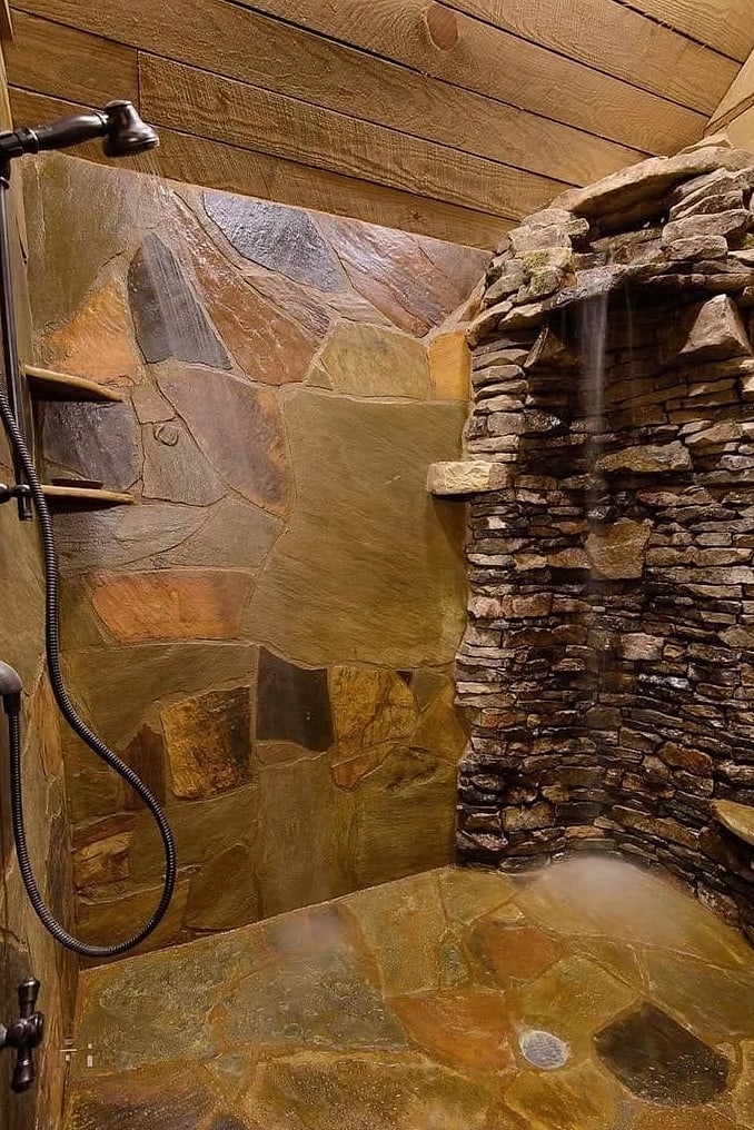 30 Amazing Small Walk In Shower Ideas No Doors on a Budget 22 Stacked Stone Accent Wall