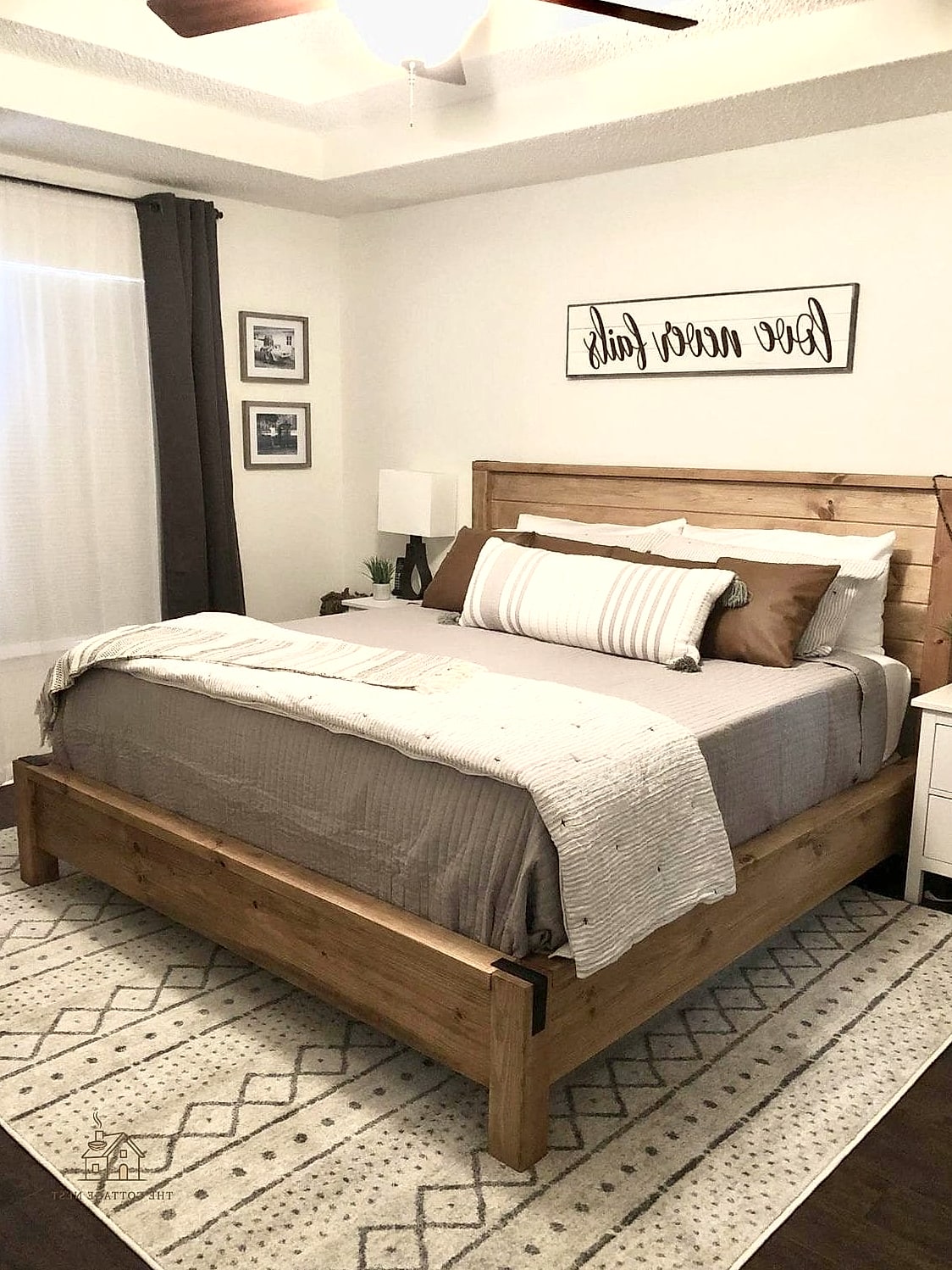 25 Creative Modern Farmhouse Bedroom Ideas That Will Inspire You 20 Statement Bed Frame with Wood and Metal Details