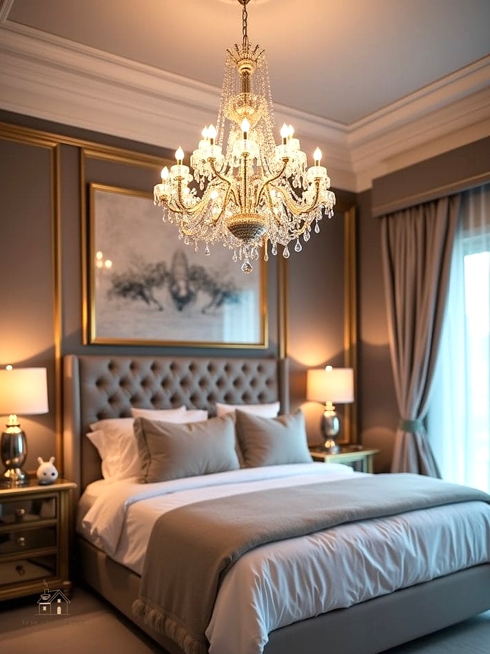 40 Dreamy Bedroom Lighting Ideas to Try This Season 3 Statement Chandelier Above the Bed
