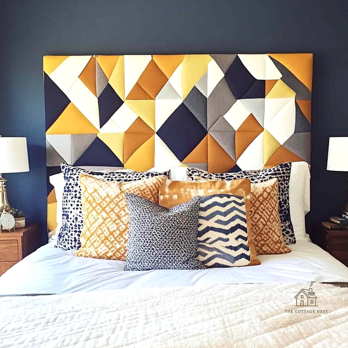 25 Creative Apartment Bedroom Decor Ideas On A Budget That Will Inspire You 4 A Statement Headboard Made from Fabric