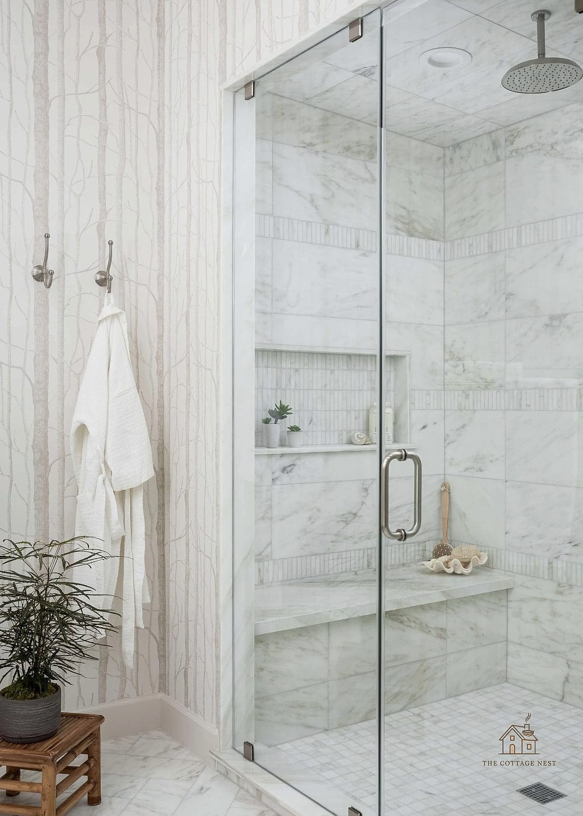 26 Gorgeous Stone Shower Ideas That Are Totally Doable 8 Statement Stone Niche