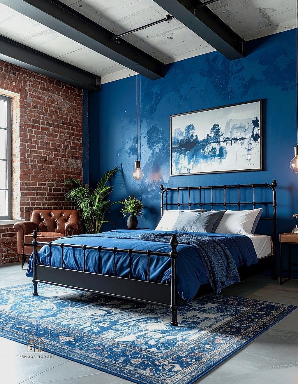 35 Gorgeous Blue Bedroom Ideas That Are Totally Doable 34 Steel Blue Industrial Bedroom