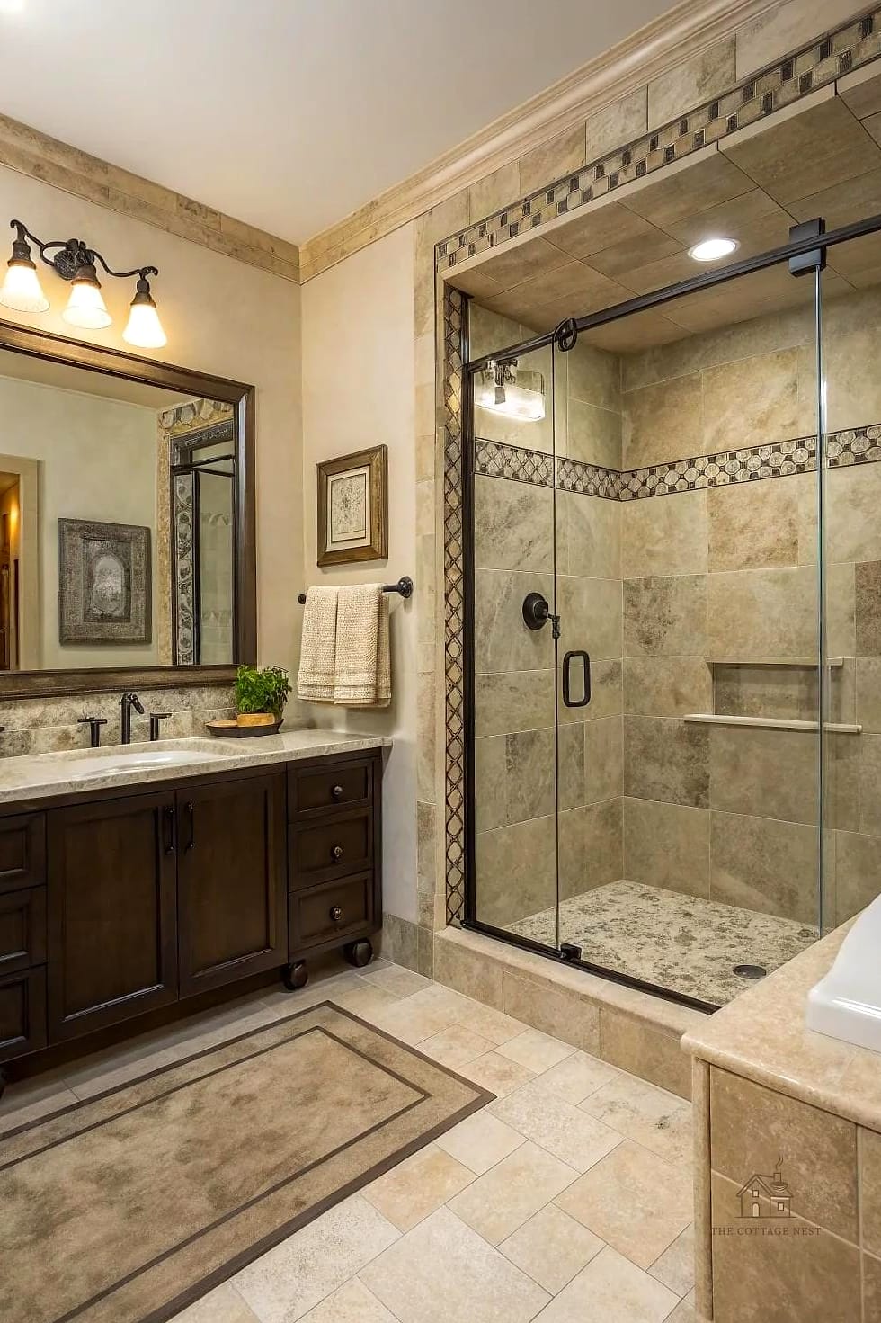 26 Gorgeous Stone Shower Ideas That Are Totally Doable 17 Stone Mosaic Border Detail
