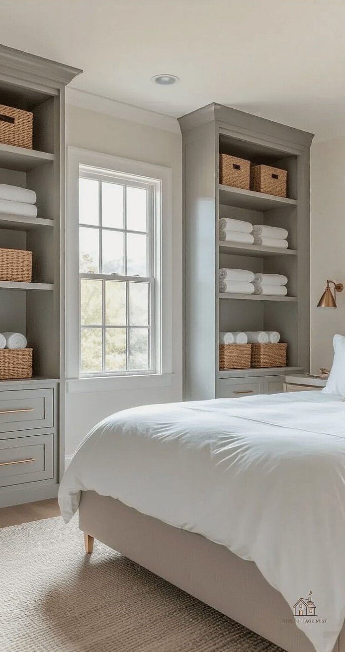 30 Dreamy Guest Bedroom Ideas to Try This Season 15 Style Open Shelving for Books and Decor