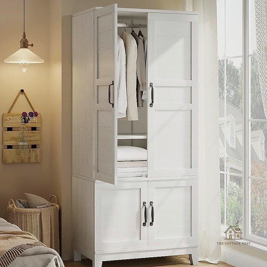 35 Chic Bedroom Storage Ideas for a Beautiful Home 13 A Tall Armoire for Extra Hanging Space
