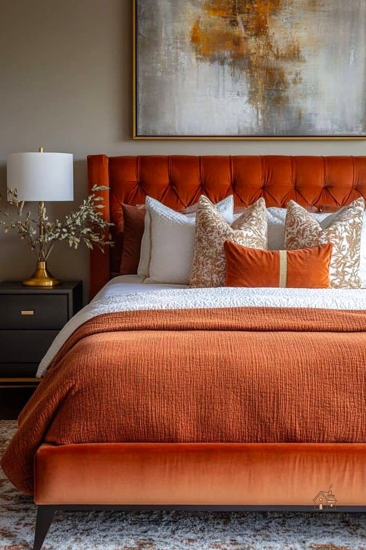 35 Chic Bedroom Feature Wall Ideas for a Beautiful Home 22 Terracotta and Warm Clay Tones