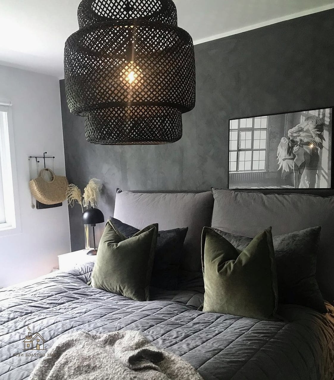 Textured Accent Wall with Wood Slats