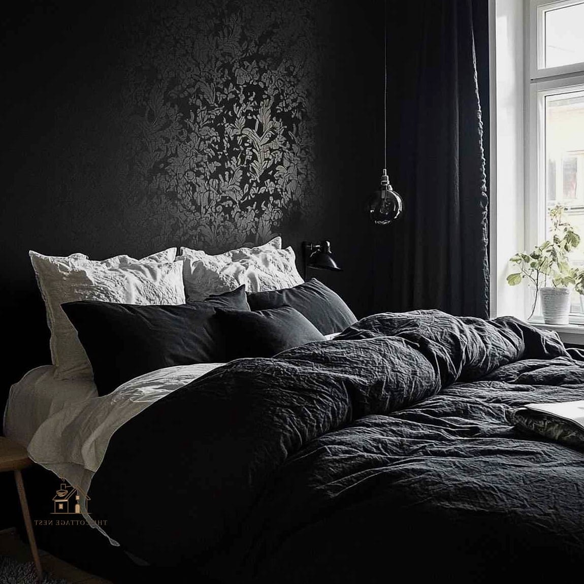 25 Creative Black Bedroom Ideas That Will Inspire You 10 Textured Black Wallpaper