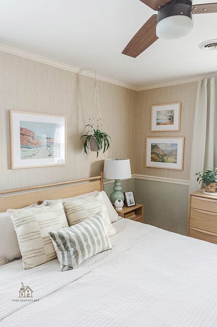 35 Chic Bedroom Feature Wall Ideas for a Beautiful Home 4 Textured Grasscloth Wallpaper
