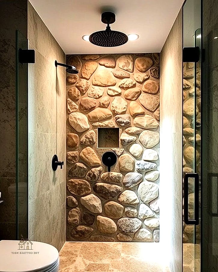 26 Gorgeous Stone Shower Ideas That Are Totally Doable 22 Textured Natural Stone for Slip Resistance