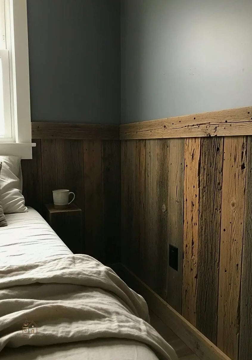 20 Cozy Bedroom Wainscoting Ideas Worth Pinning 9 Textured Wainscoting with Wood Slats
