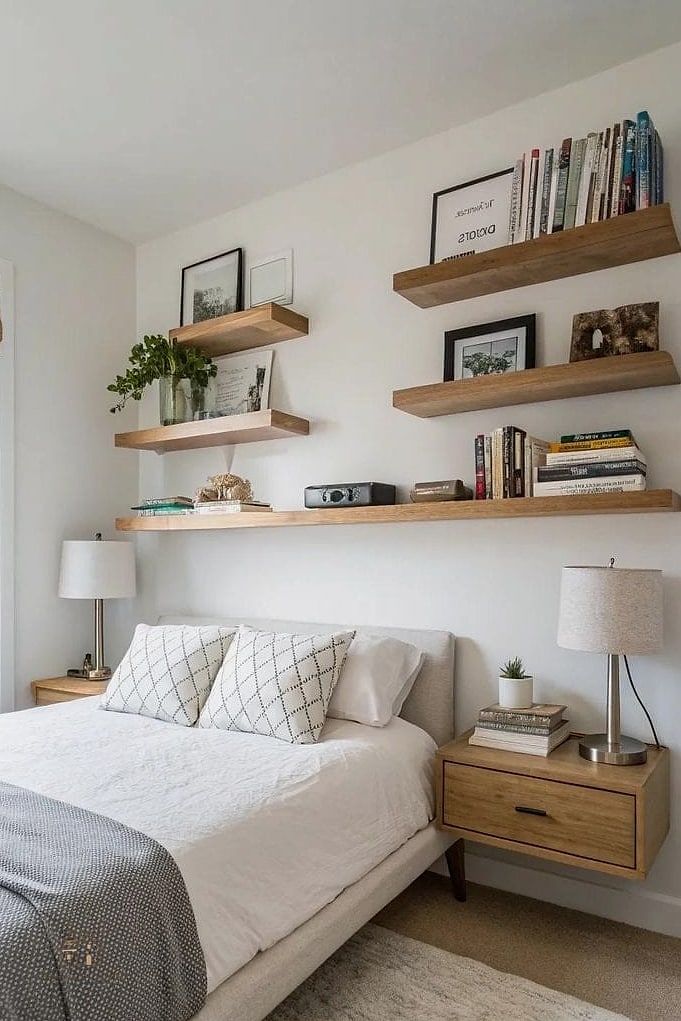 30 Amazing Shelf Over Bed Ideas on a Budget 9 Thin Ledge Shelf for a Minimalist Look