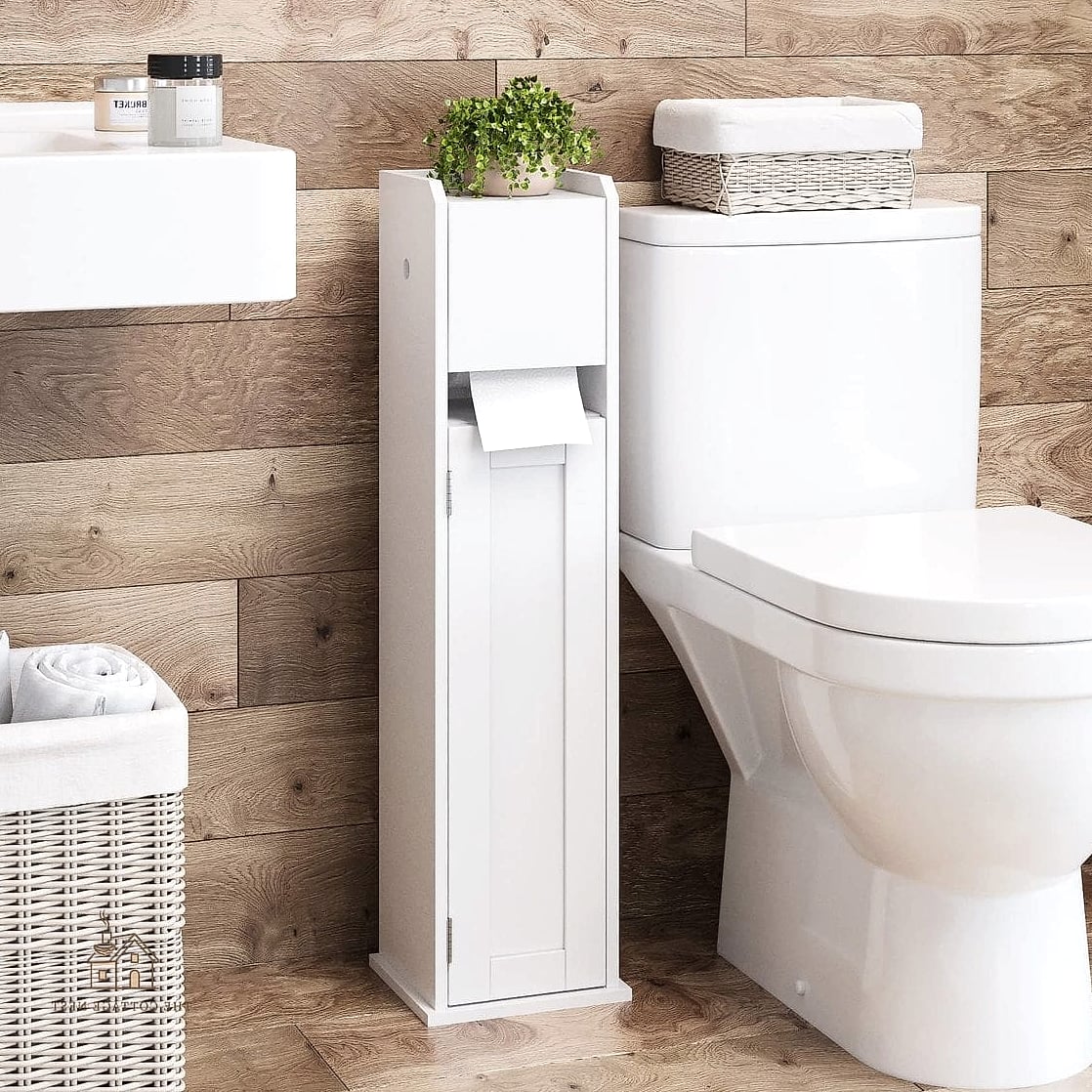 35 Chic Back Of Toilet Decor Ideas for a Beautiful Home 17 Toilet Paper Storage Tower