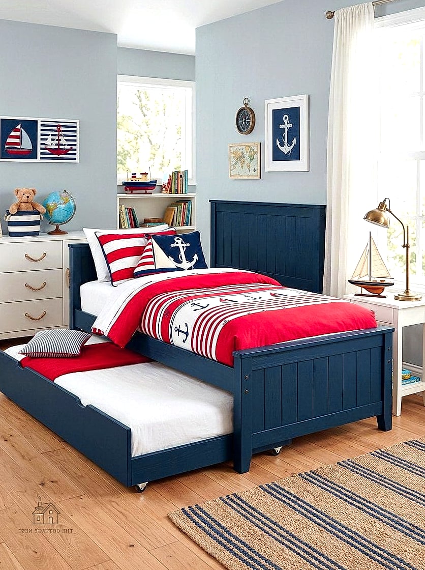 21 Chic Small Boys Bedroom Ideas for a Beautiful Home 7 Trundle Bed for Flexible Sleepovers