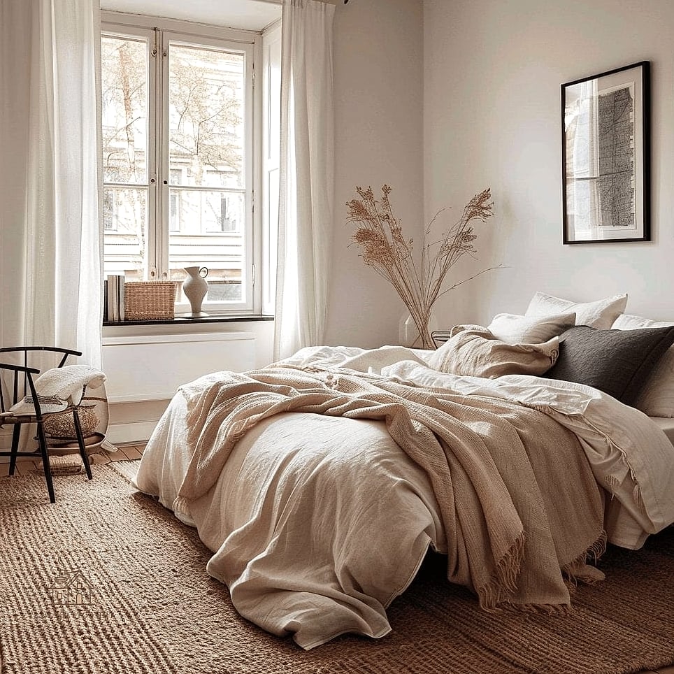 20 Dreamy Scandinavian Bedroom Ideas to Try This Season 14 Try a Wool Area Rug in a Neutral Weave