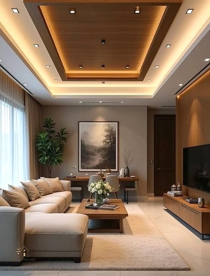 25 Clever Down Ceiling Design Bedrooms Ideas for Every Style 8 Two-Tier Ceiling with Contrasting Paint