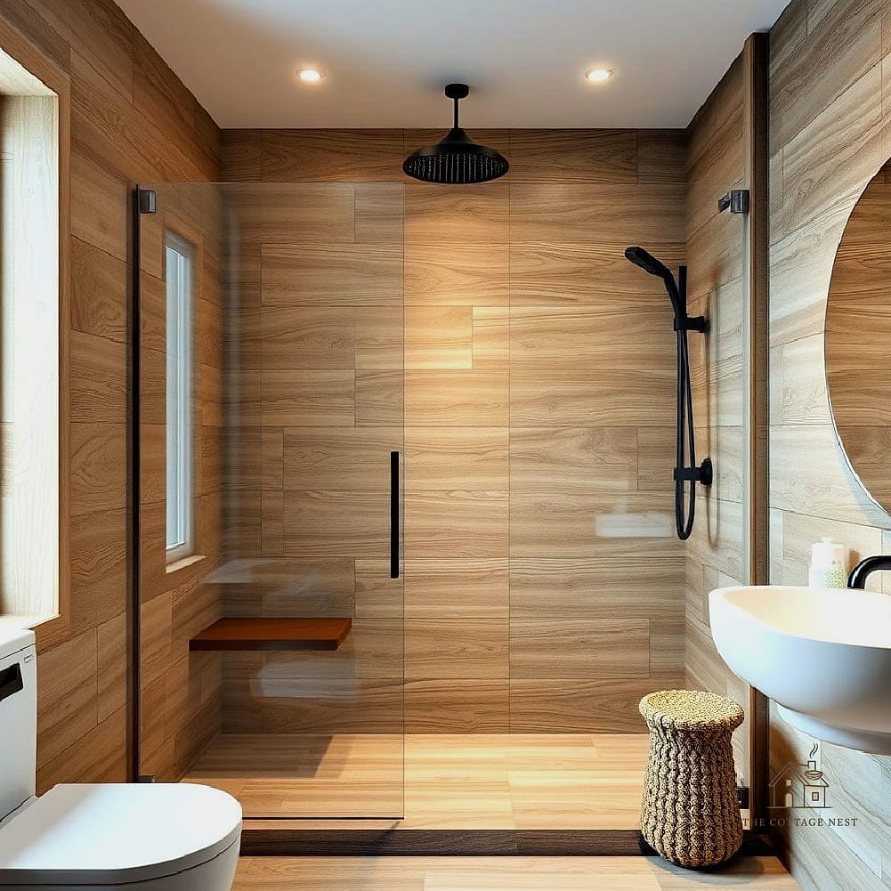 40 Cozy Walk In Shower With Wall No Door Worth Pinning 16 Two-Tone Tile Wall