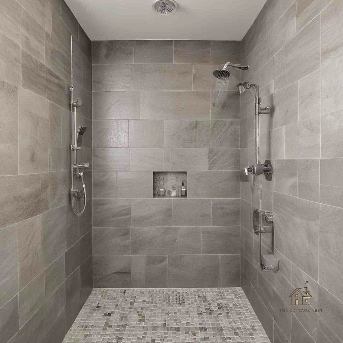 30 Amazing Small Walk In Shower Ideas No Doors on a Budget 18 Two-Tone Tile Wall