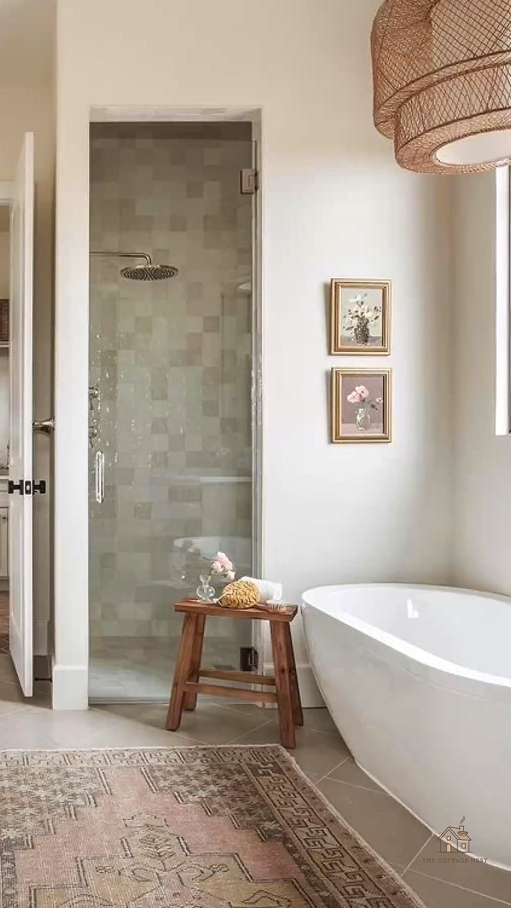 30 Cozy Shower Tile Ideas Worth Pinning 28 Two-Tone Tile with a Chair Rail Border