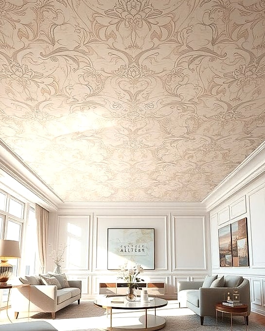 25 Clever Down Ceiling Design Bedrooms Ideas for Every Style 26 Two-Tone Down Ceiling with Wallpaper Insert