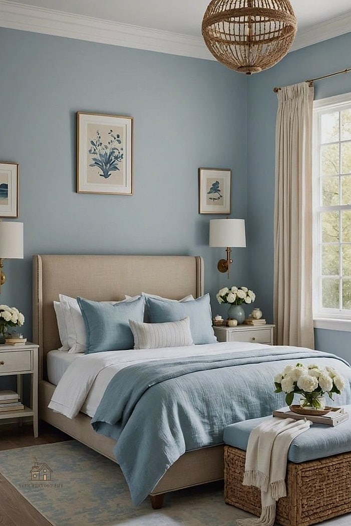 30 Cozy Blue Bedroom Decor Ideas Worth Pinning 29 Two-Tone Blue Walls