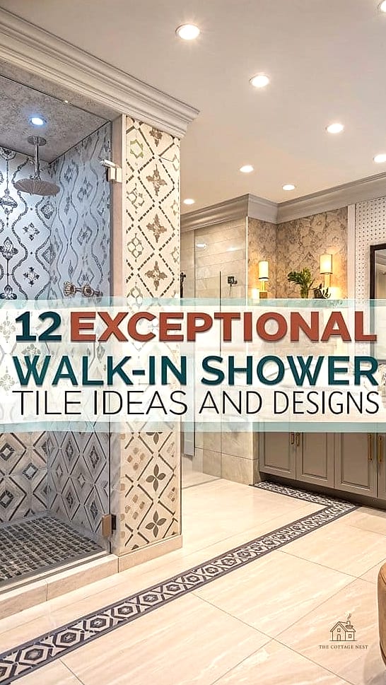 Two-Toned Tile Shower with Built-In Tub Ledge