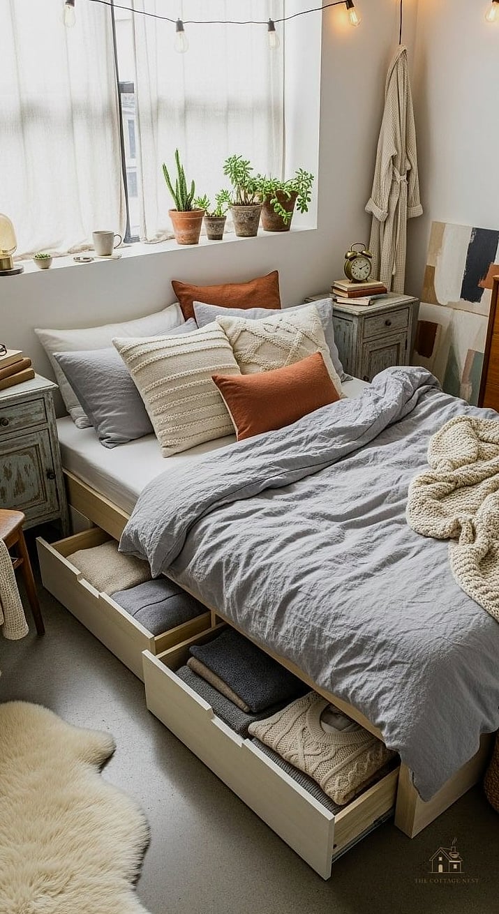 25 Creative Apartment Bedroom Decor Ideas On A Budget That Will Inspire You 8 Under-Bed Storage Bins