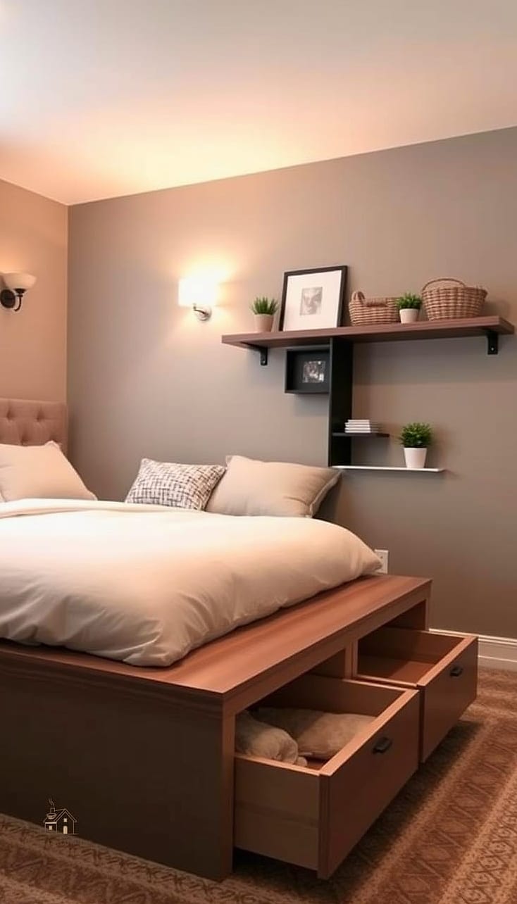 30 Amazing Basement Bedroom Ideas on a Budget 11 Use a Platform Bed to Keep Things Feeling Open