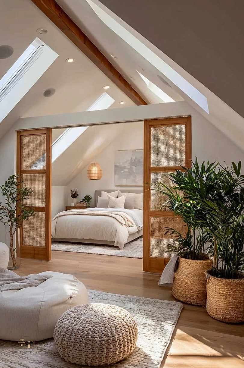 23 Clever Attic Bedroom Ideas for Every Style 21 Use Woven Baskets for Soft Storage