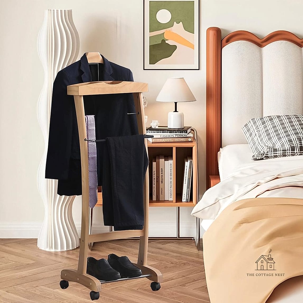 35 Chic Bedroom Storage Ideas for a Beautiful Home 7 A Valet Stand for Tomorrow's Outfit