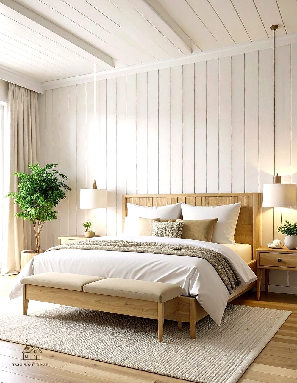 35 Chic Bedroom Feature Wall Ideas for a Beautiful Home 8 Vertical Shiplap