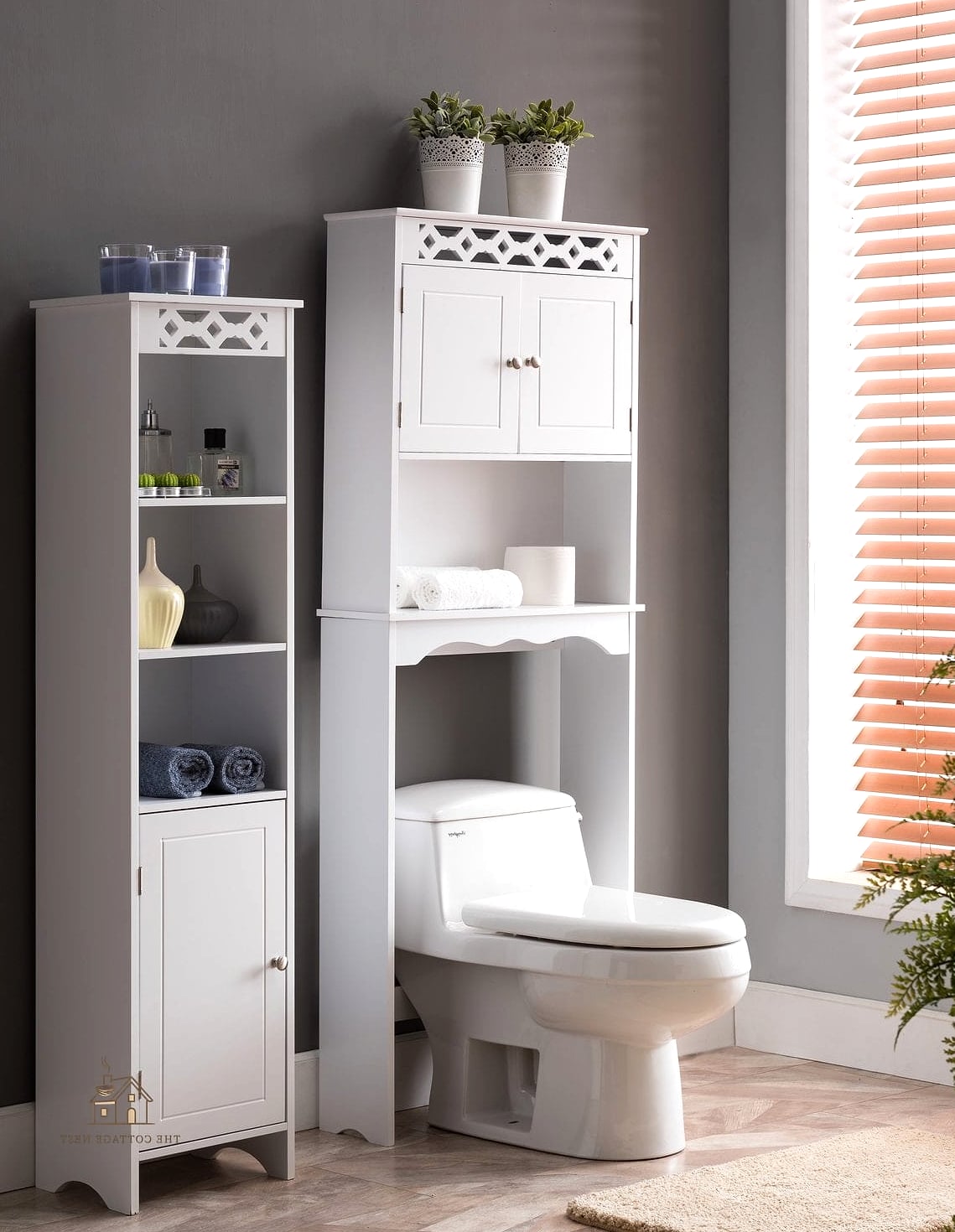 25 Creative Over The Toilet Storage Ideas That Will Inspire You 24 Vertical Storage Tower with Hamper