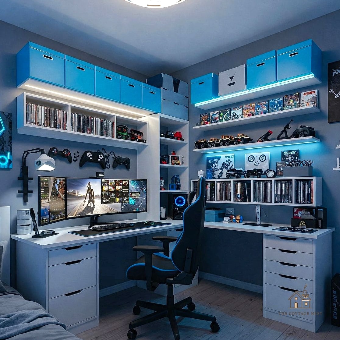 20 Amazing Gaming Bedroom Ideas on a Budget 21 Vertical Wall-Mounted Console Storage