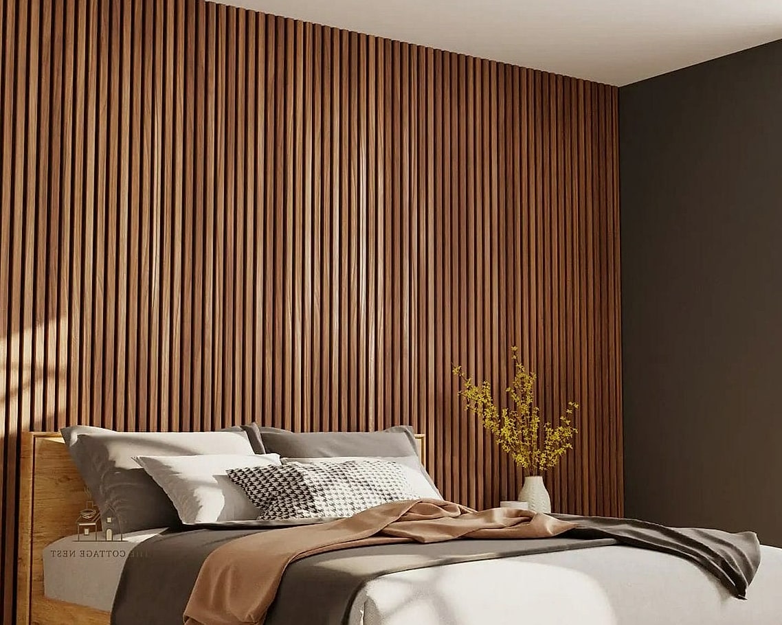 35 Chic Bedroom Feature Wall Ideas for a Beautiful Home 30 Vertical Wood Batten Wall with Paint
