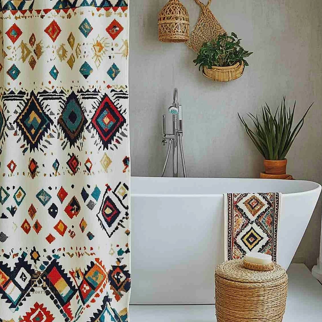 23 Stunning Boho Shower Curtain You'll Absolutely Love 5 Vintage Kilim Rug Pattern