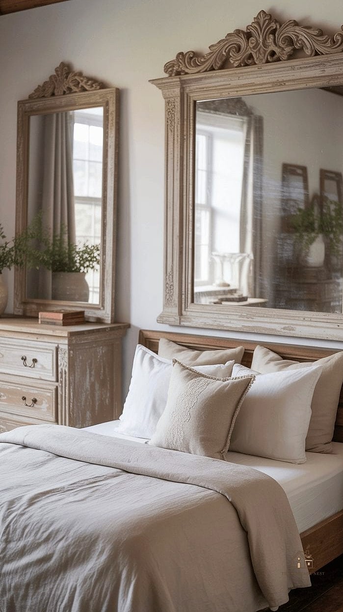 Vintage Mirror with Distressed Frame