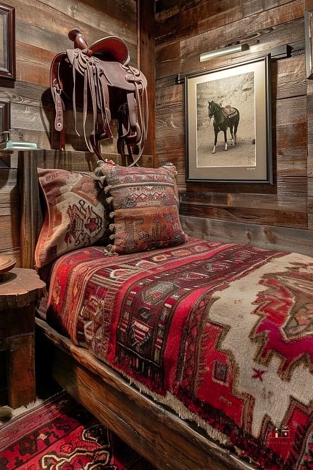 20 Dreamy Western Bedroom Ideas to Try This Season 6 Vintage Saddle Blanket Throw