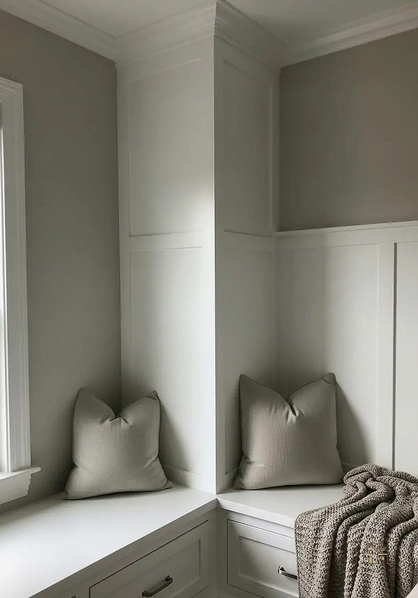 20 Cozy Bedroom Wainscoting Ideas Worth Pinning 8 Wainscoting with a Built-In Bench Nook