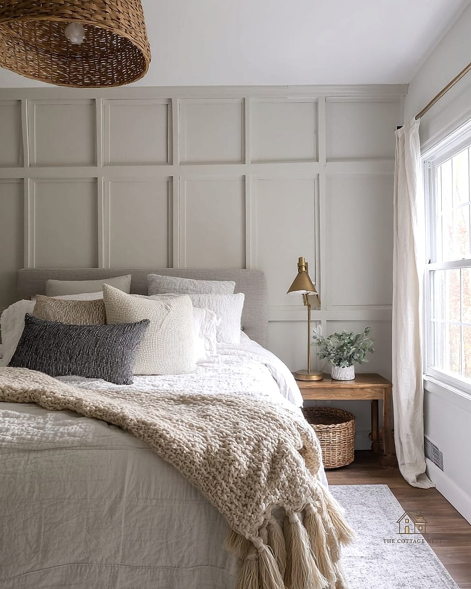 20 Cozy Bedroom Wainscoting Ideas Worth Pinning 18 Wainscoting Paired with Natural Linen Bedding