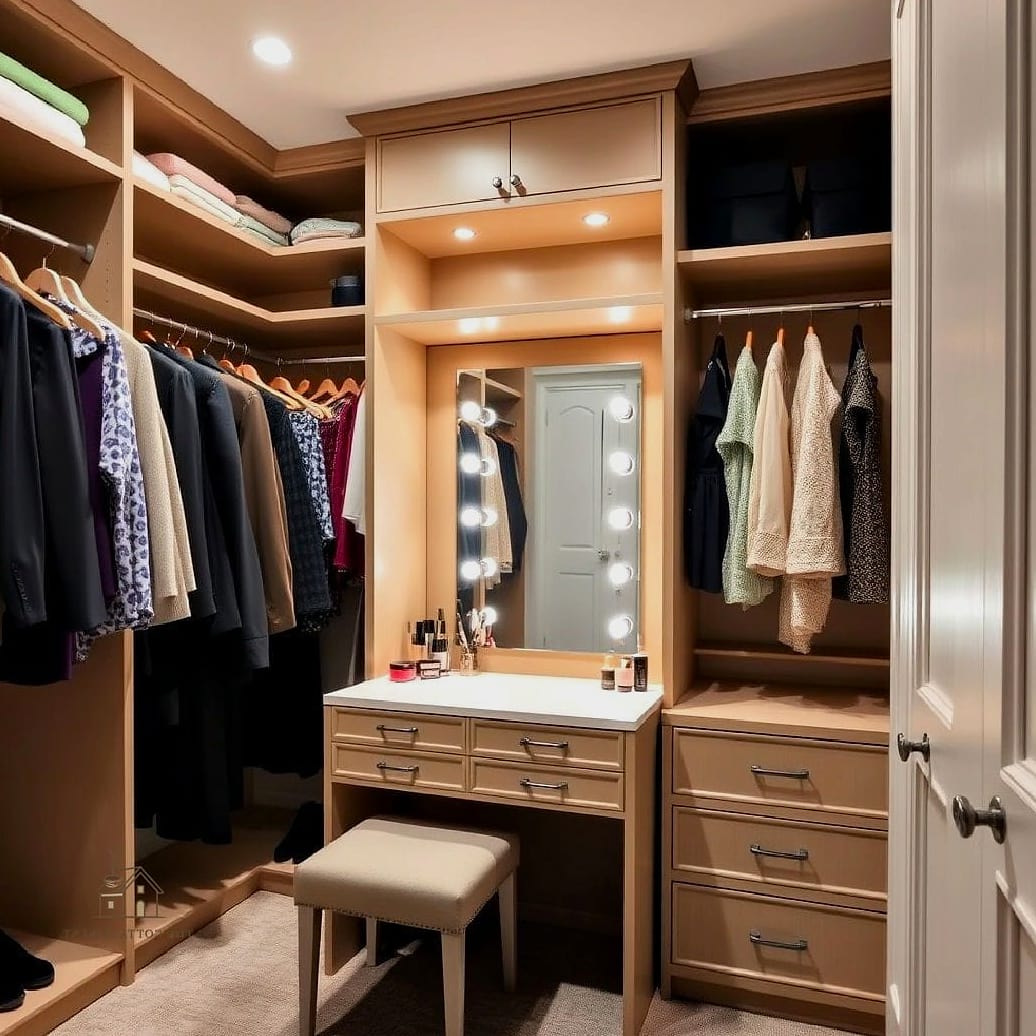 30 Dreamy Walk In Wardrobe Behind Bed to Try This Season 13 Walk In Wardrobe With a Built-In Vanity