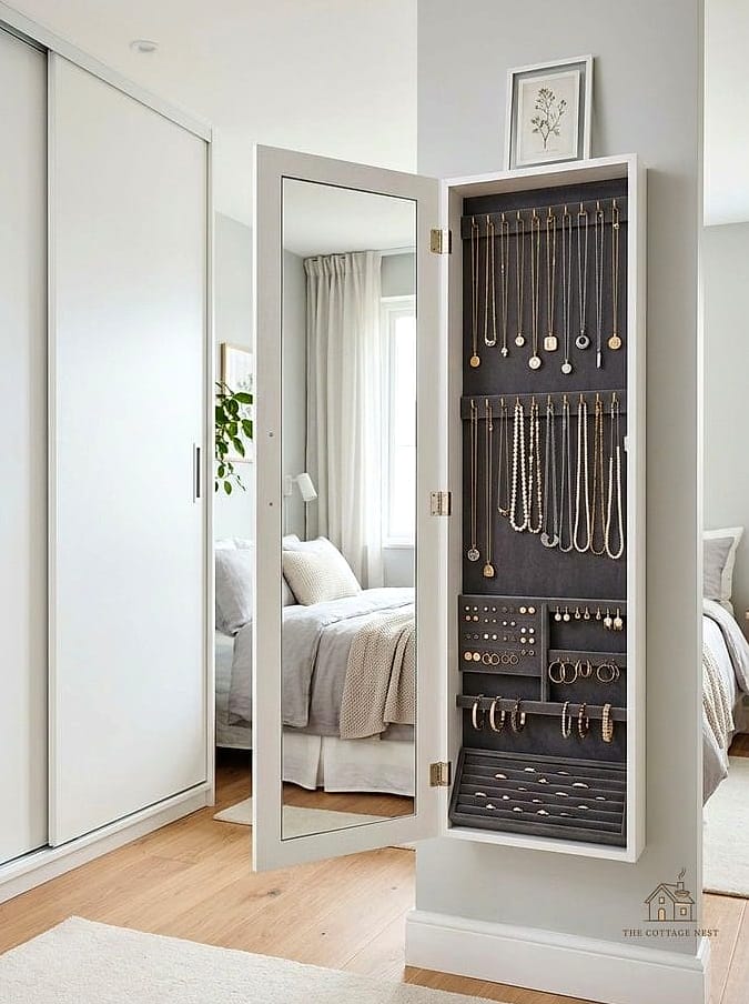45 Creative Bedroom Wall Decor Ideas That Will Inspire You 21 Wall-Mounted Jewelry or Accessory Display