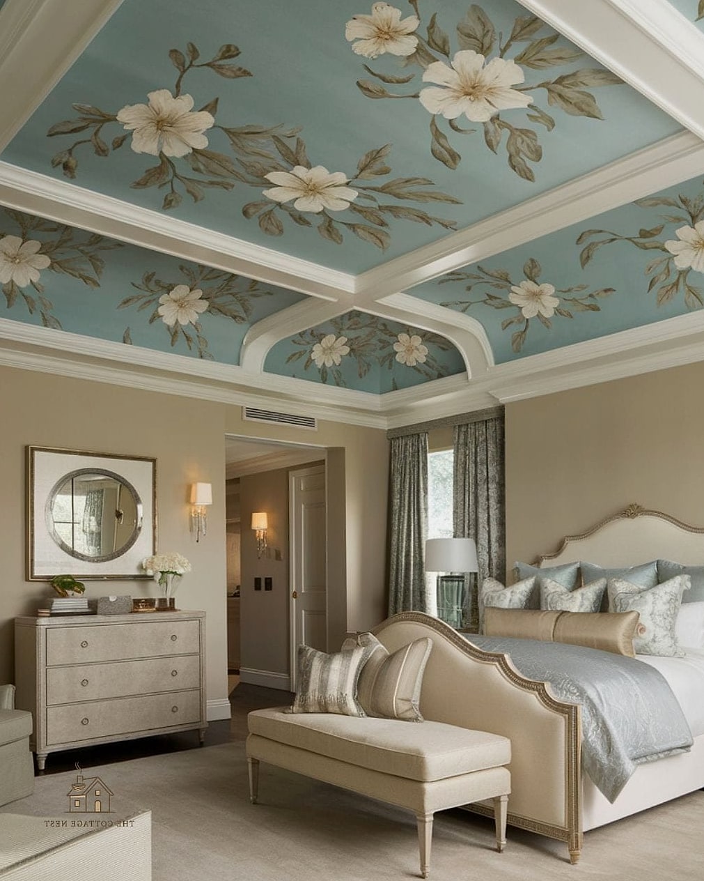 23 Beautiful Master Bedrooms Decor Ideas to Transform Your Space 15 Wallpaper on the Ceiling